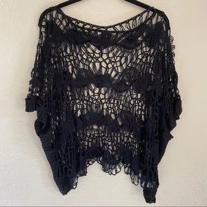 Black Crochet poncho Sz M/L
